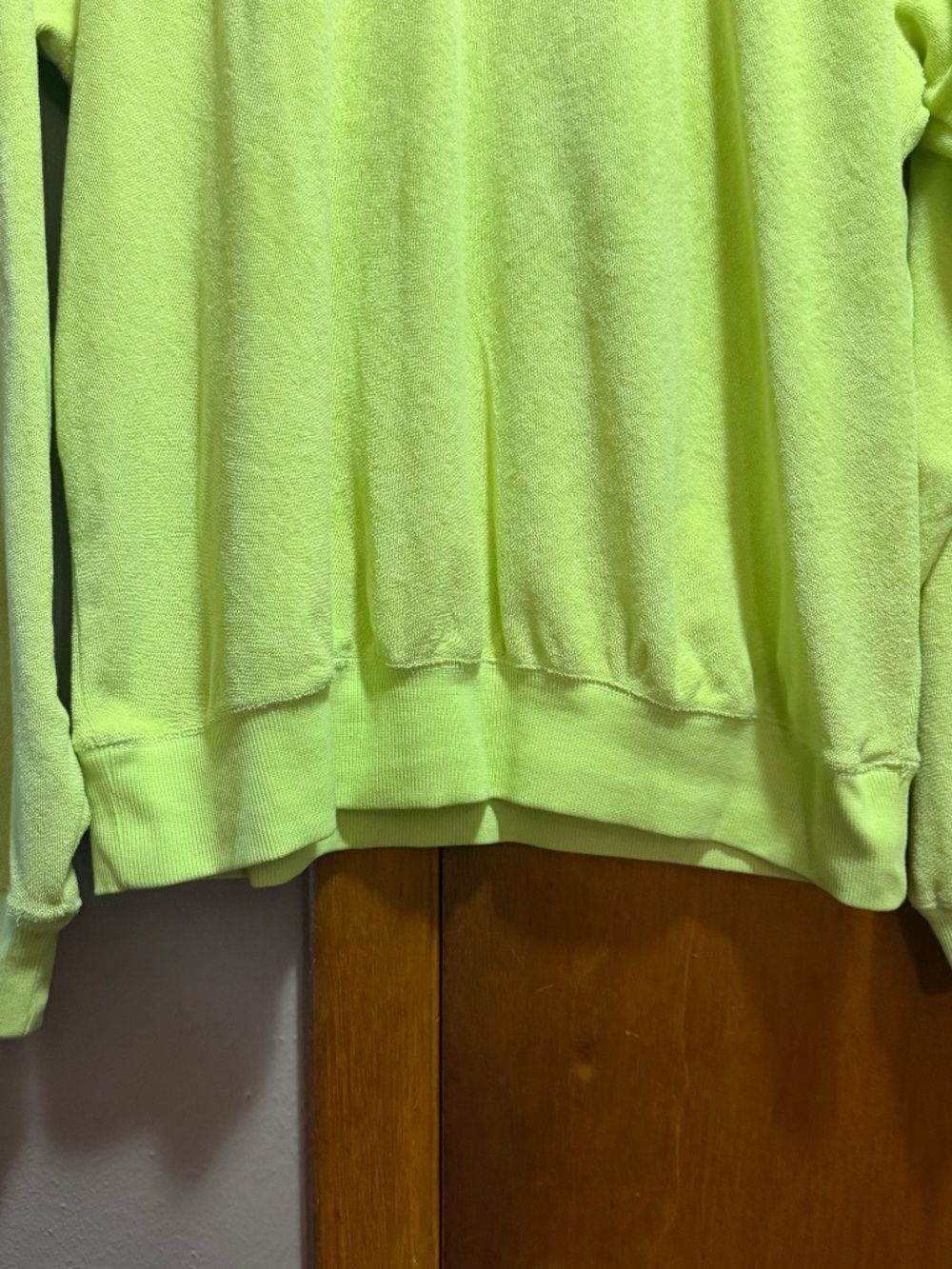 Neon Green Crewneck Jumper Sweatshirt Medium Tall Y2K Sporty Athleisure Dopamine - Picture 13 of 13